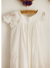 Ivory Cotton Lace Knee Length Flower Girl Dress